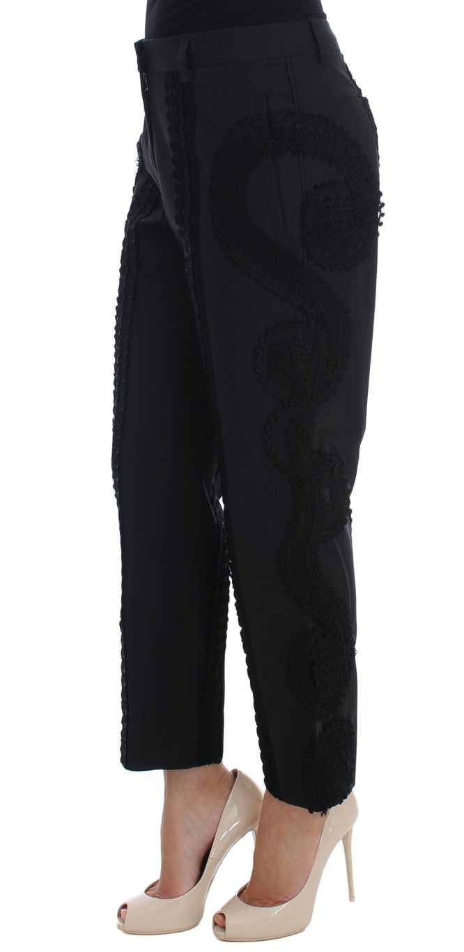 Elegant Black Torero Capri Pants - GlamHub Luxury and Icon Brand Clothing