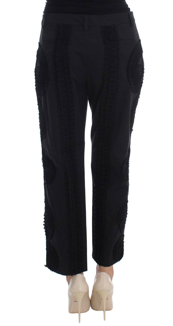 Elegant Black Torero Capri Pants - GlamHub Luxury and Icon Brand Clothing