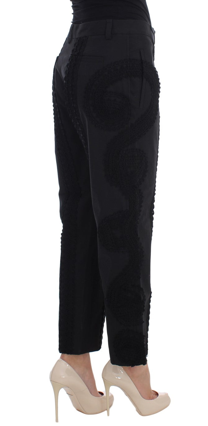 Elegant Black Torero Capri Pants - GlamHub Luxury and Icon Brand Clothing