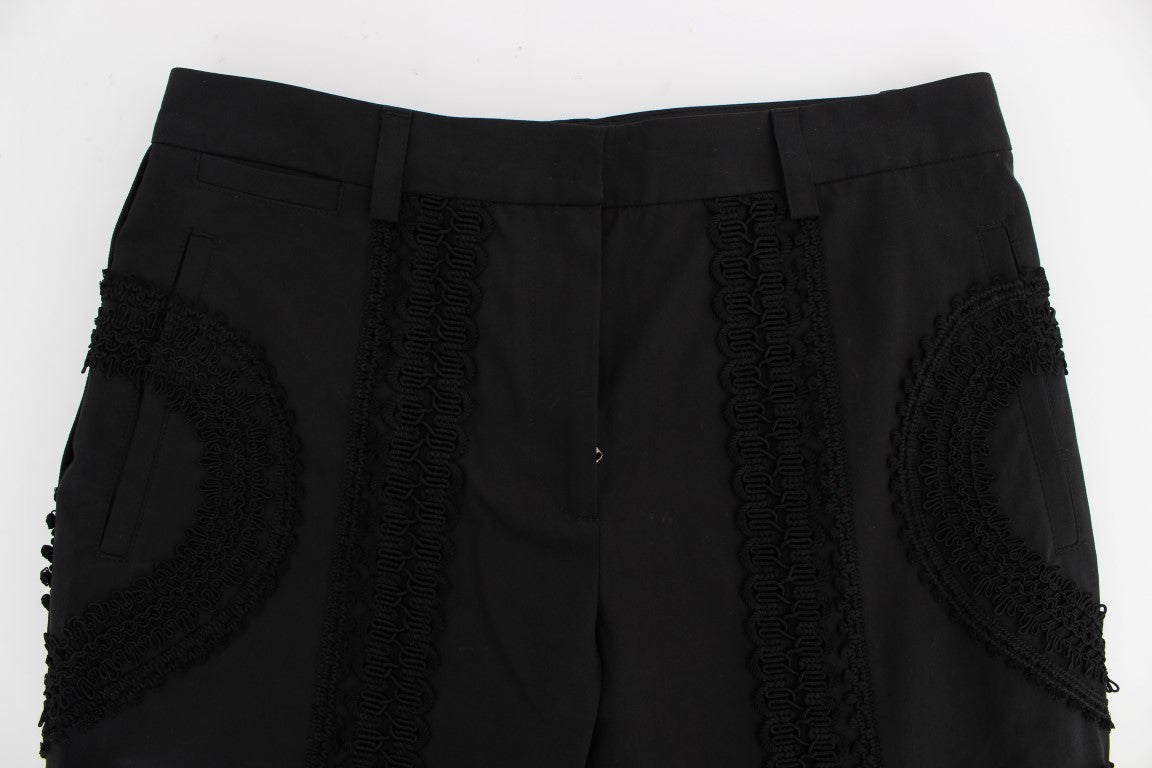 Elegant Black Torero Capri Pants - GlamHub Luxury and Icon Brand Clothing