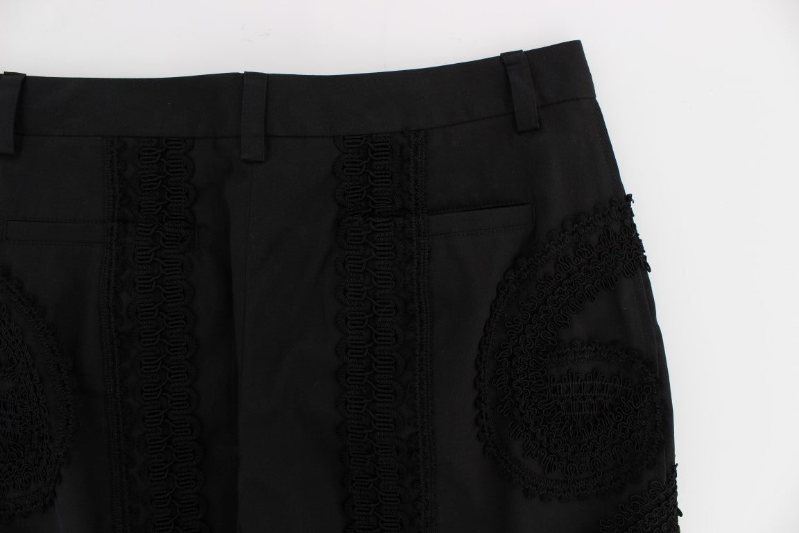 Elegant Black Torero Capri Pants - GlamHub Luxury and Icon Brand Clothing