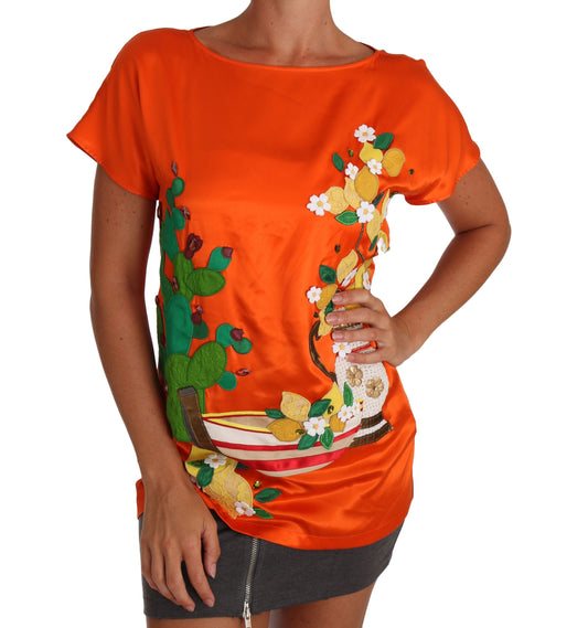 Sicilian Summer Silk Crystal-Embellished Top - GlamHub Luxury and Icon Brand Clothing