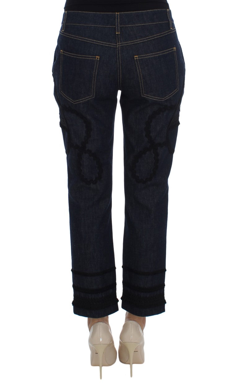 Embroidered Capri Jeans for Elegant Styling - GlamHub Luxury and Icon Brand Clothing