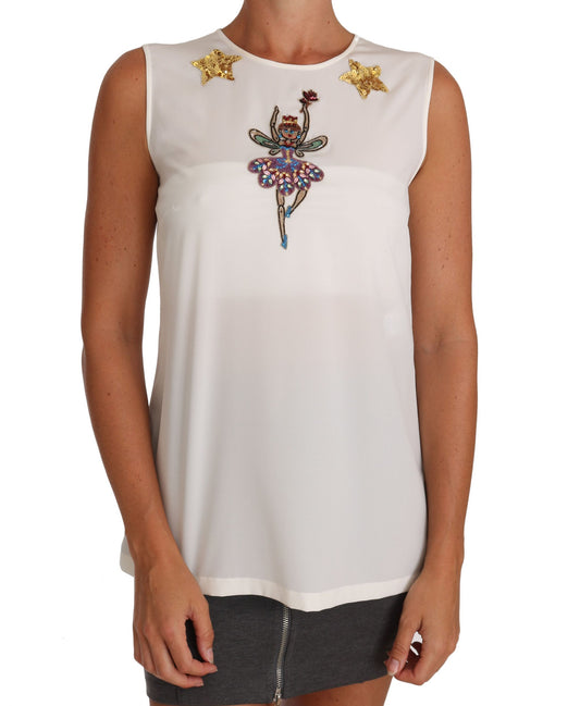 Enchanted Crystal-Embellished Silk Blouse - GlamHub Luxury and Icon Brand Clothing