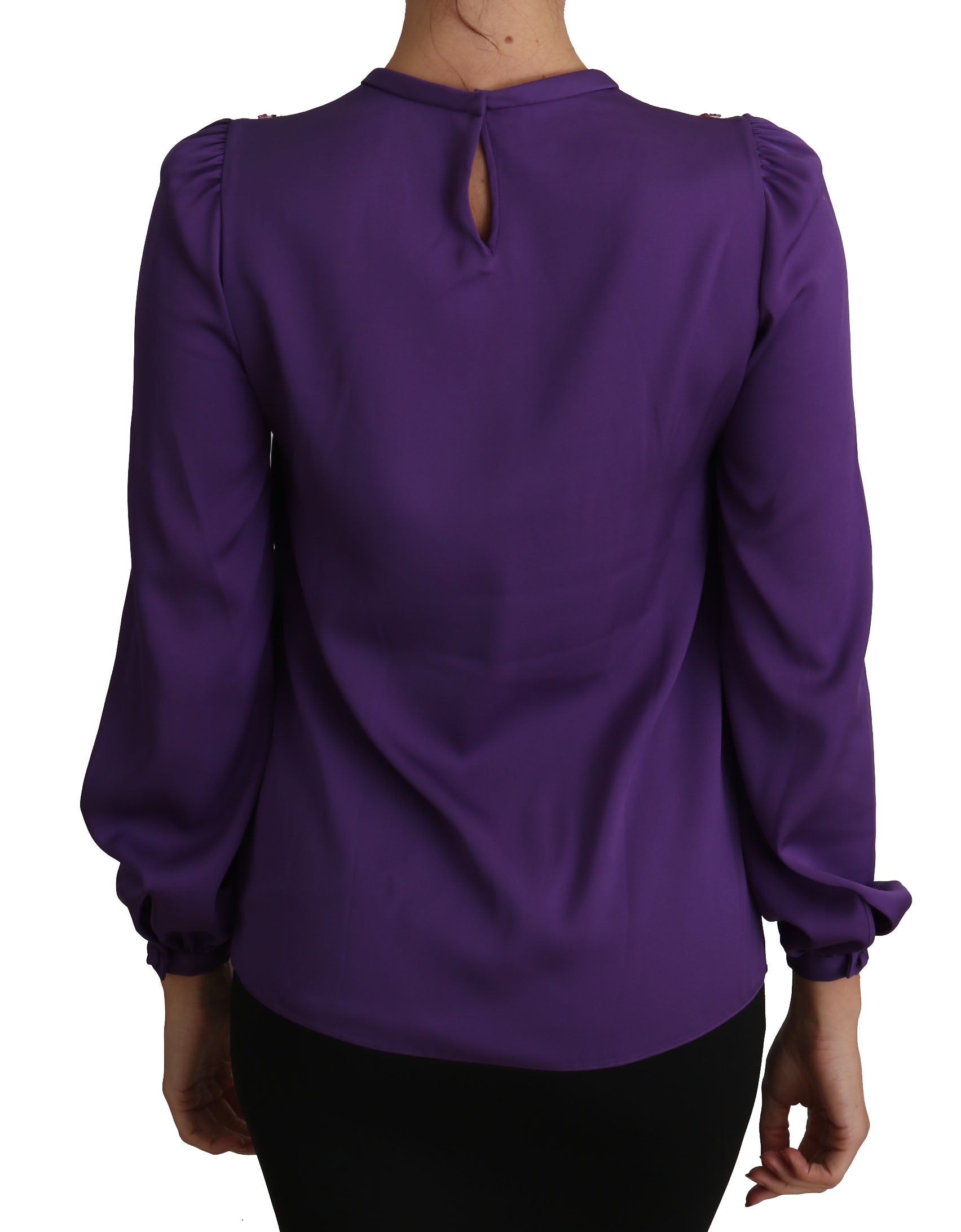 Enchanted Purple Silk Crystal Blouse - GlamHub Luxury and Icon Brand Clothing