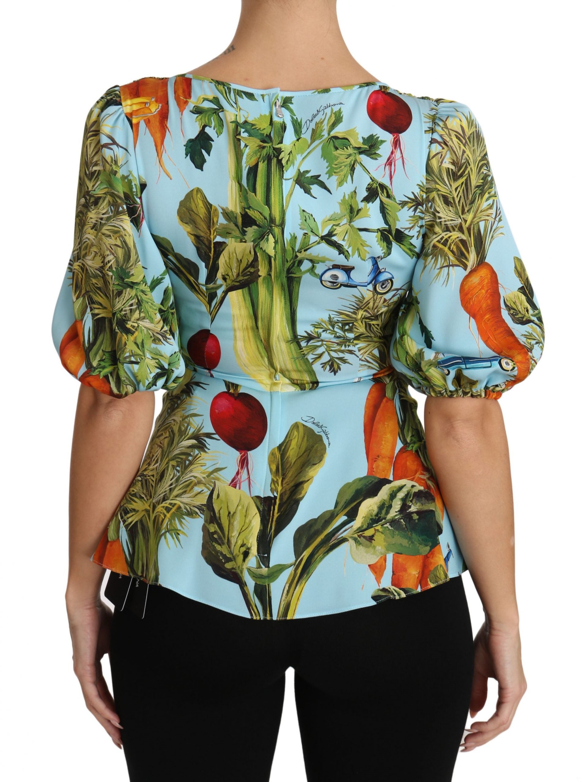 Vegetable Print Silk Top Extravaganza - GlamHub Luxury and Icon Brand Clothing