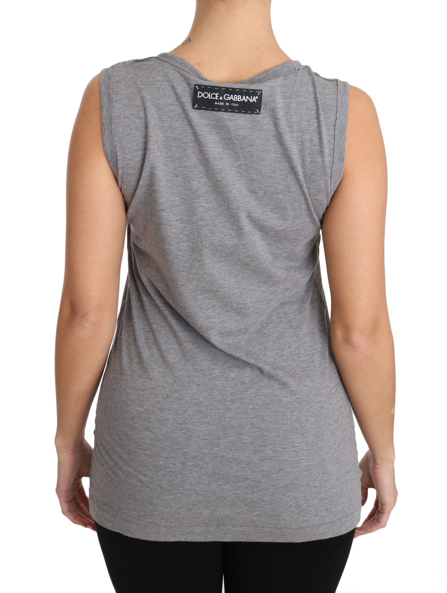 Sequined Heart Tank Top in Gray - GlamHub Luxury and Icon Brand Clothing