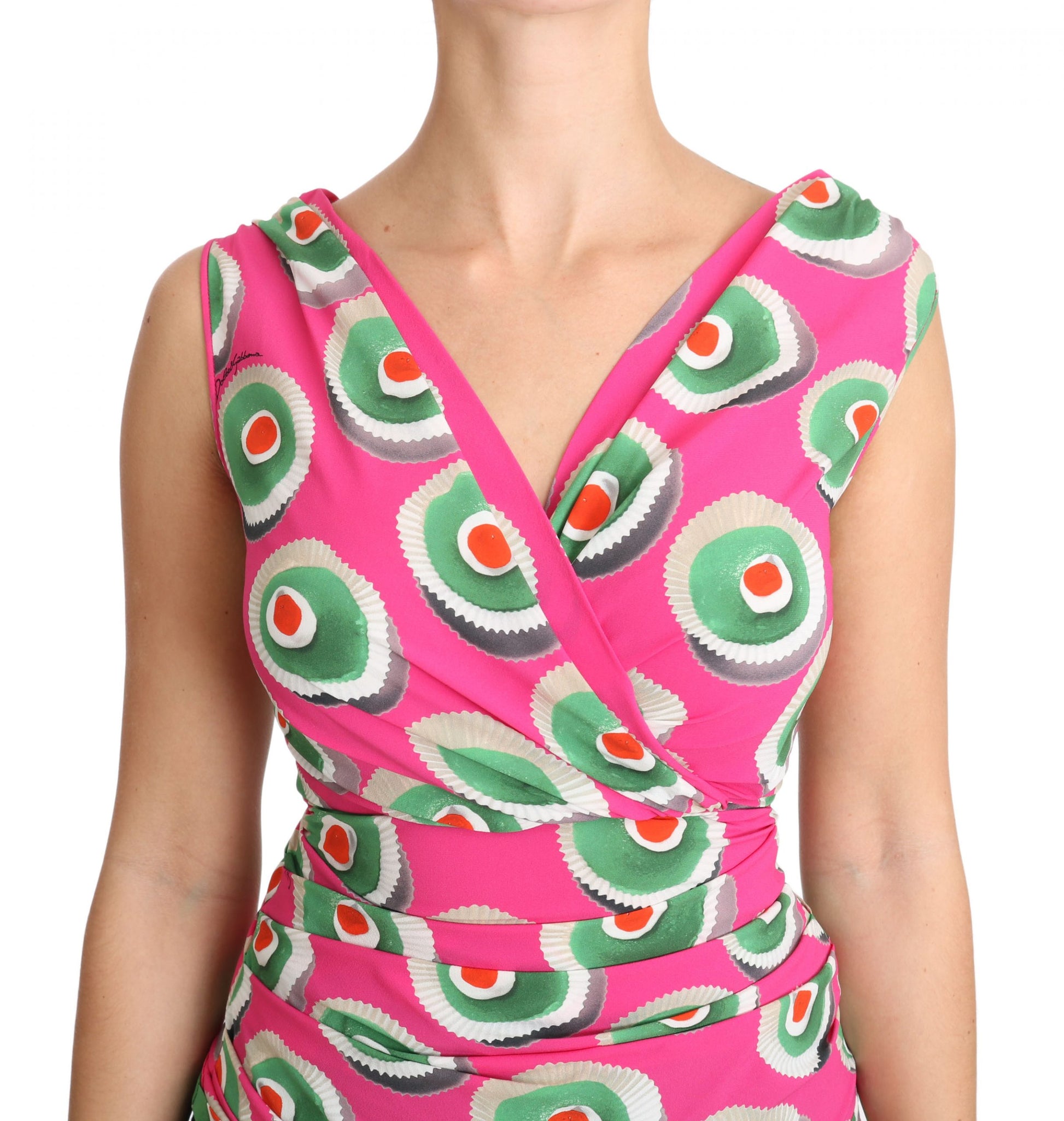 Sicilian Cake Print Sleeveless Silk Top - GlamHub Luxury and Icon Brand Clothing