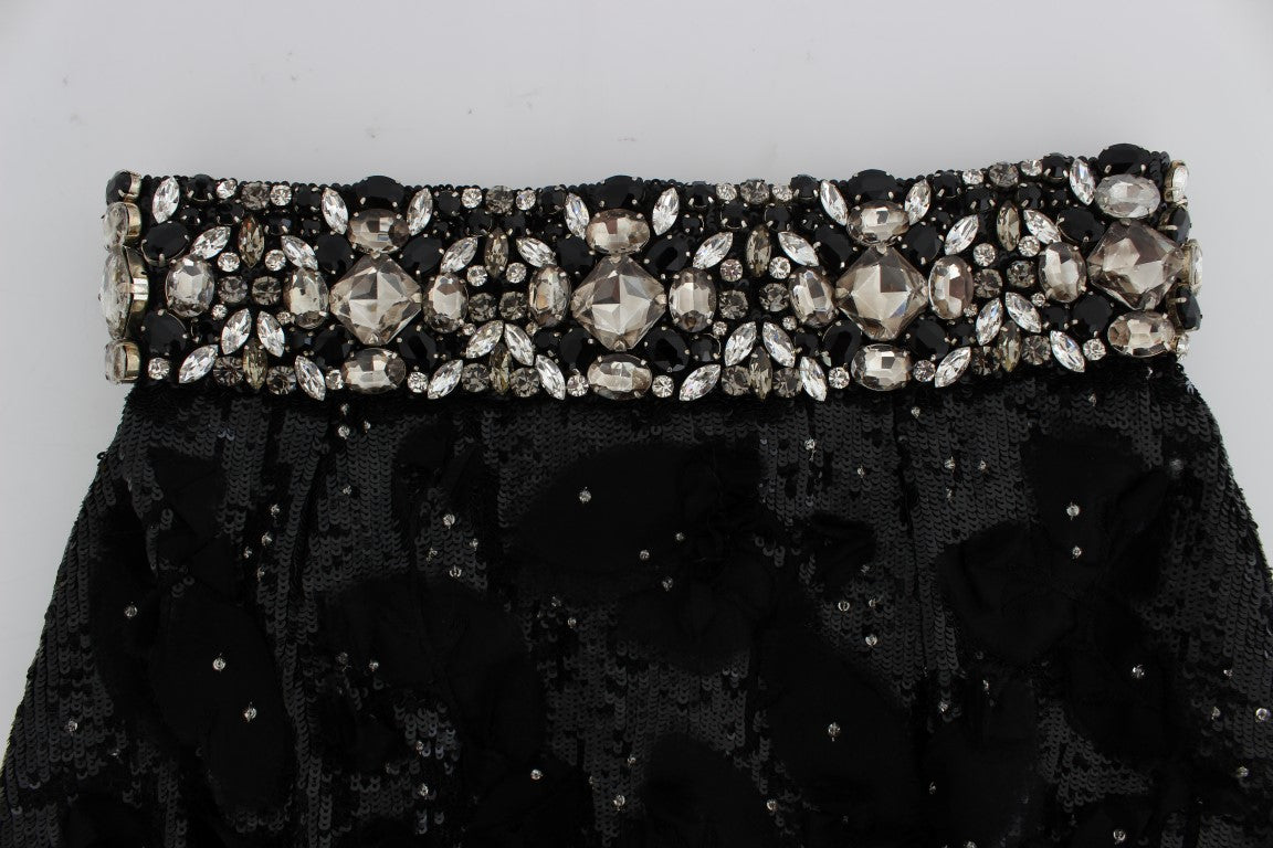 Crystal Sequined Silk High Waist Shorts - GlamHub Luxury and Icon Brand Clothing