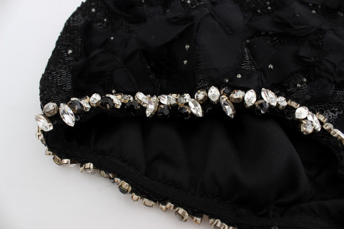 Crystal Sequined Silk High Waist Shorts - GlamHub Luxury and Icon Brand Clothing