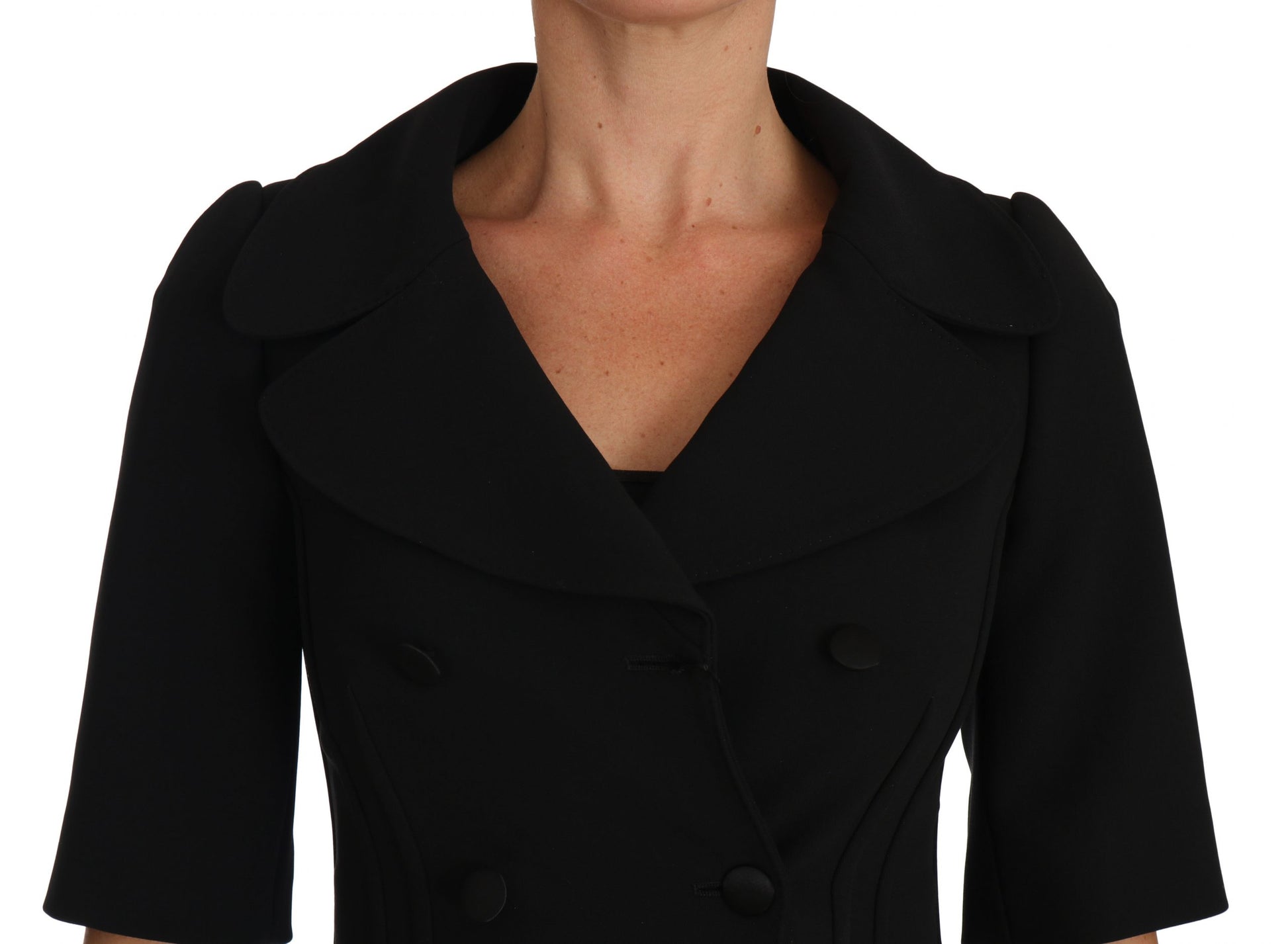 Elegant Black Cropped Wool Blazer - GlamHub Luxury and Icon Brand Clothing