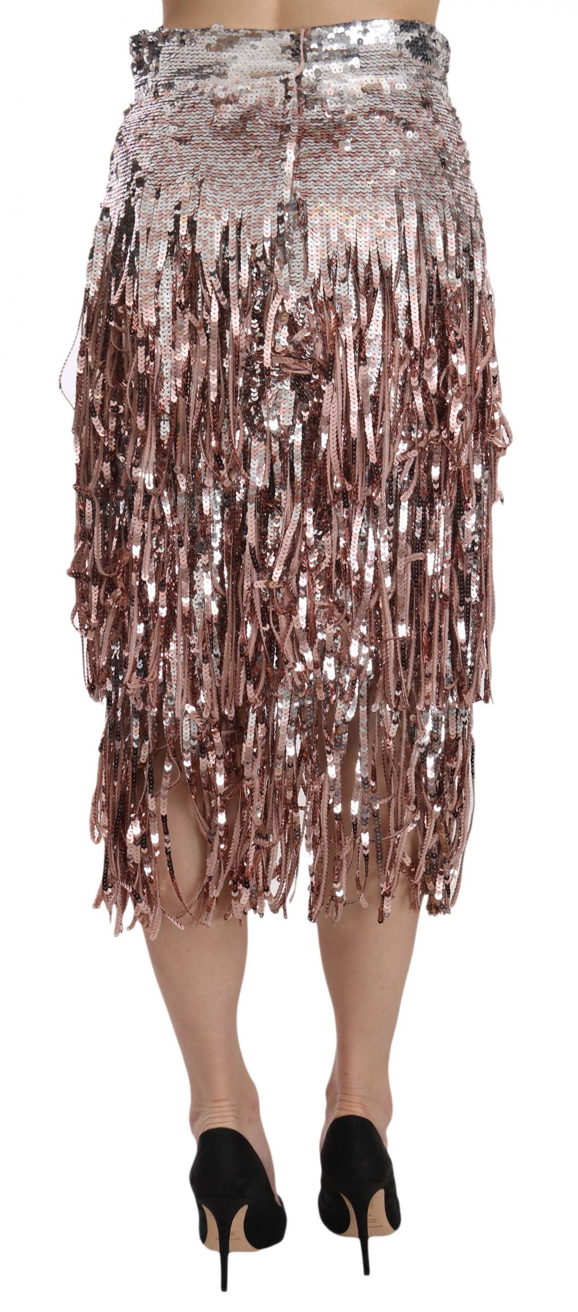 Metallic Sequin Tulle High-Waist Midi Skirt - GlamHub Luxury and Icon Brand Clothing