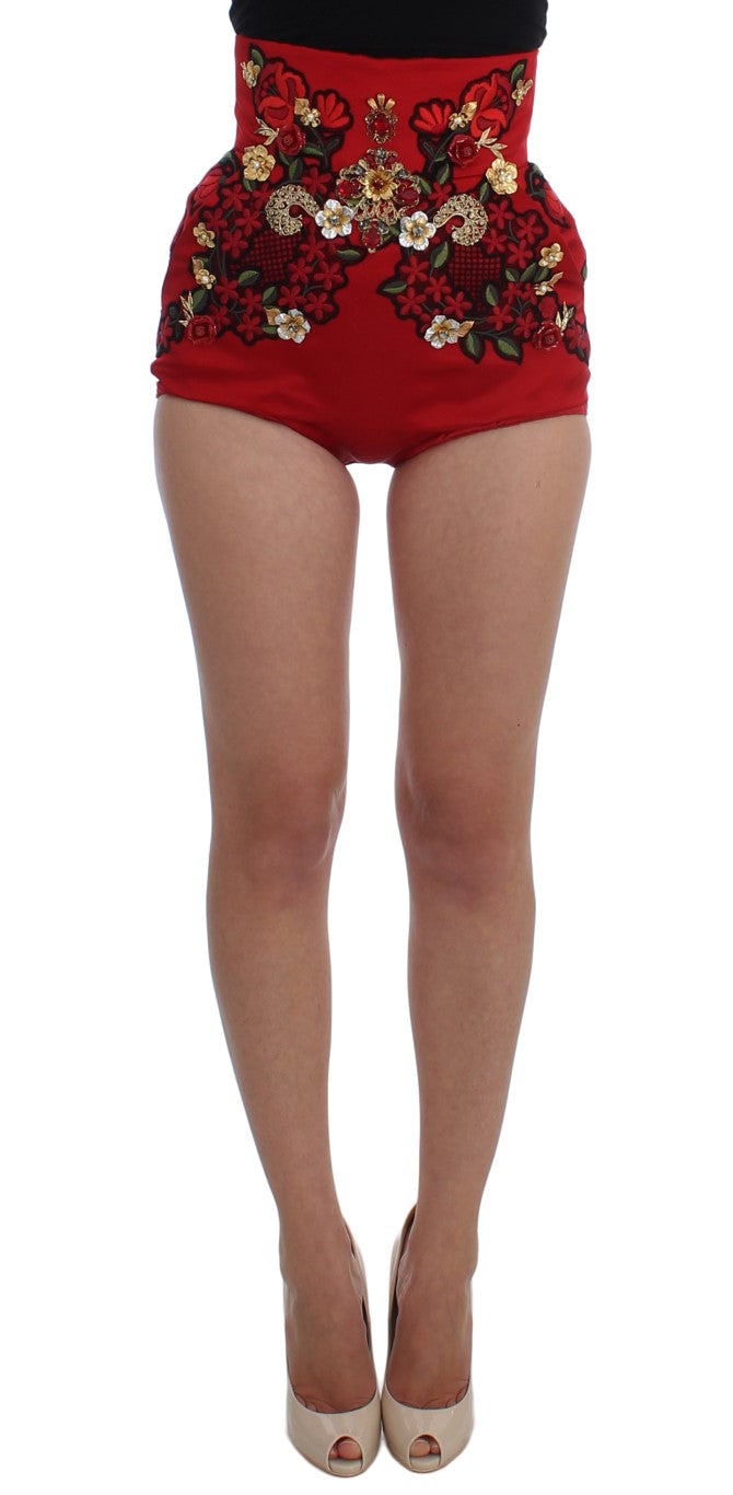 Enchanted Sicily Embroidered Silk Shorts - GlamHub Luxury and Icon Brand Clothing