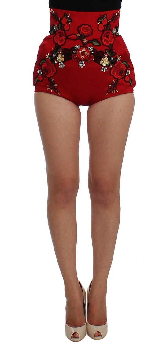 Enchanted Sicily Crystal-Embellished Silk Shorts - GlamHub Luxury and Icon Brand Clothing