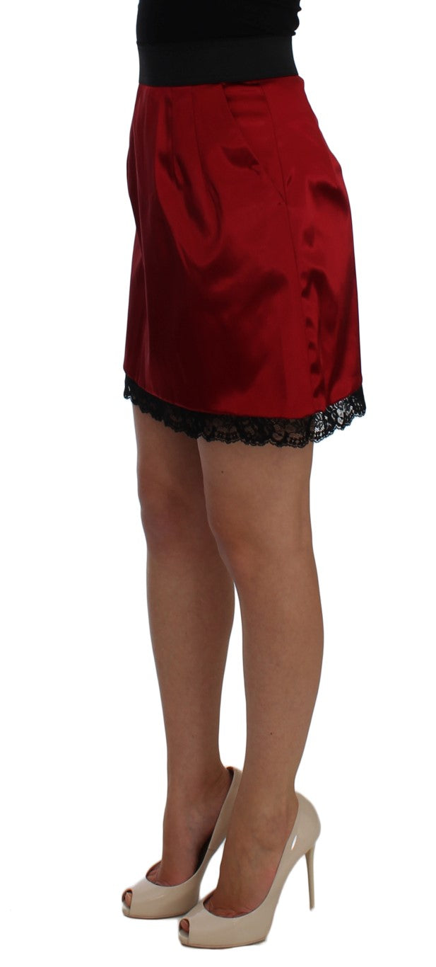 Elegant Red Lace High-Waist Skirt - GlamHub Luxury and Icon Brand Clothing