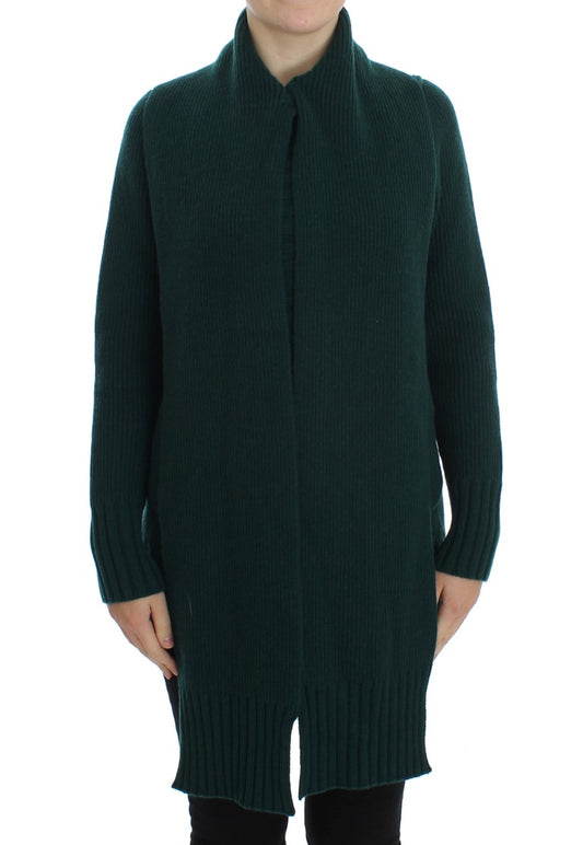 Elegant Green Cashmere Cardigan Sweater - GlamHub Luxury and Icon Brand Clothing