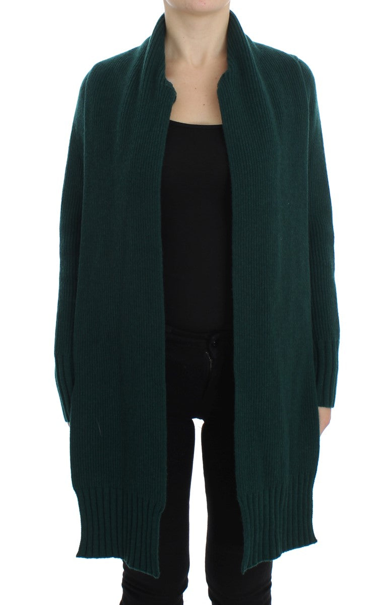 Elegant Green Cashmere Cardigan Sweater - GlamHub Luxury and Icon Brand Clothing