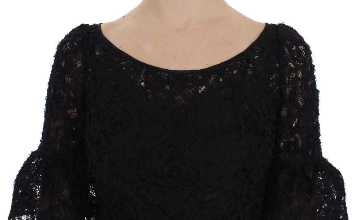 Elegant Black Floral Lace Maxi Dress - GlamHub Luxury and Icon Brand Clothing