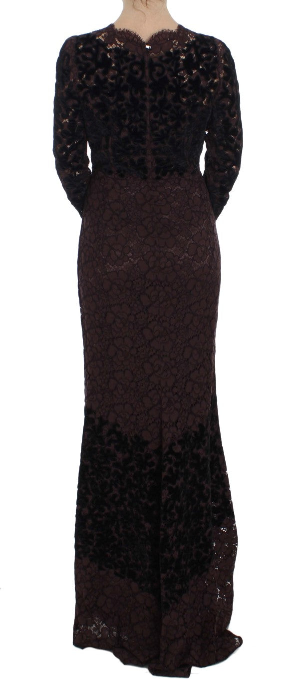 Elegant Purple Floral Lace Maxi Dress - GlamHub Luxury and Icon Brand Clothing