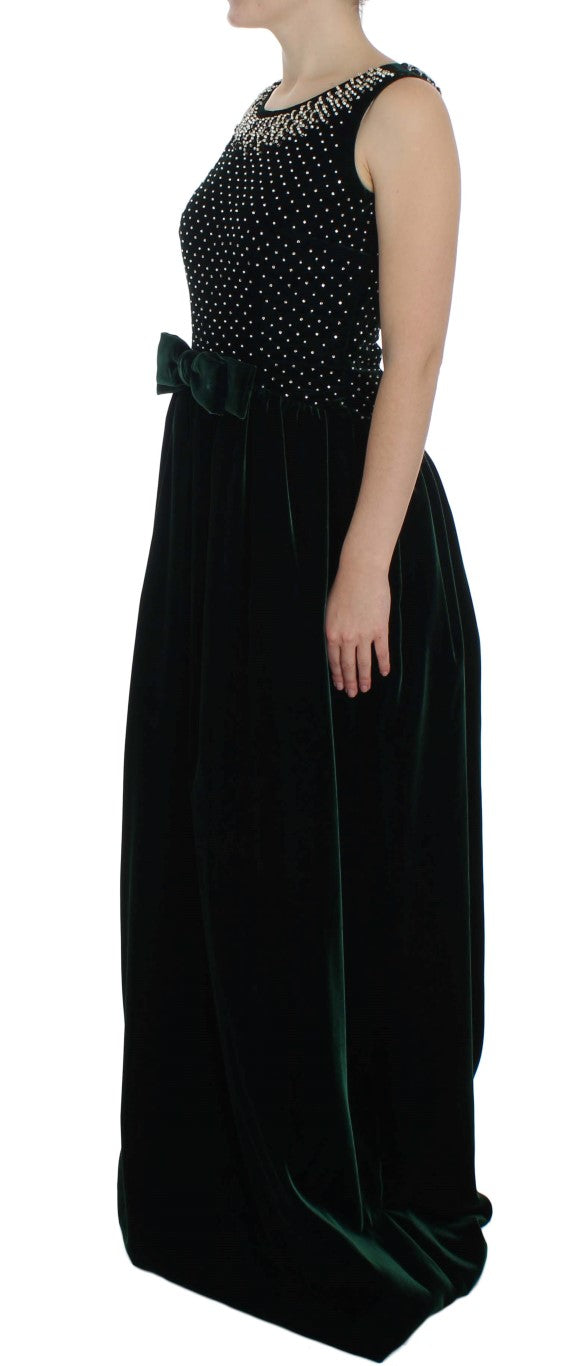 Enchanted Emerald Velvet Crystal Maxi Dress - GlamHub Luxury and Icon Brand Clothing