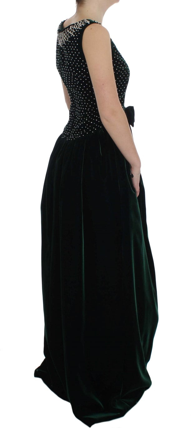 Enchanted Emerald Velvet Crystal Maxi Dress - GlamHub Luxury and Icon Brand Clothing