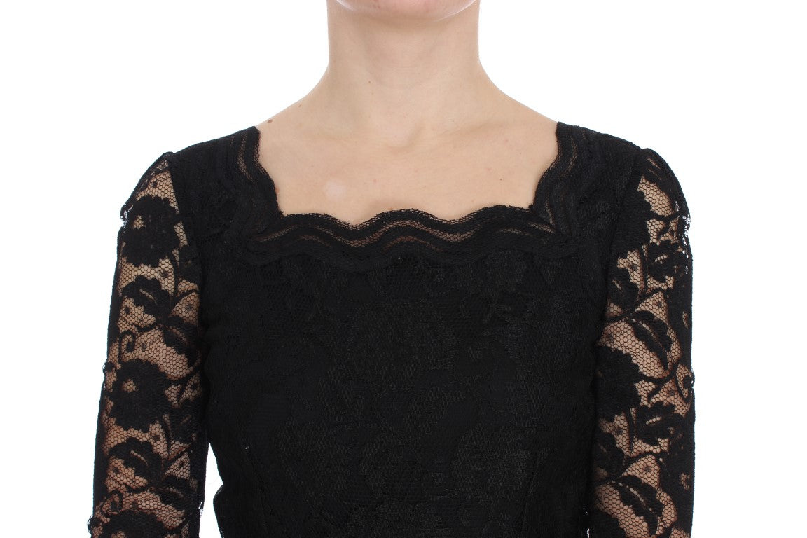 Elegant Black Floral Lace Maxi Dress - GlamHub Luxury and Icon Brand Clothing