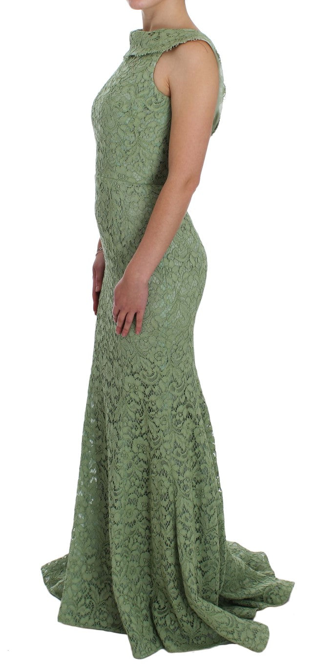 Elegant Green Floral Lace Maxi Dress - GlamHub Luxury and Icon Brand Clothing