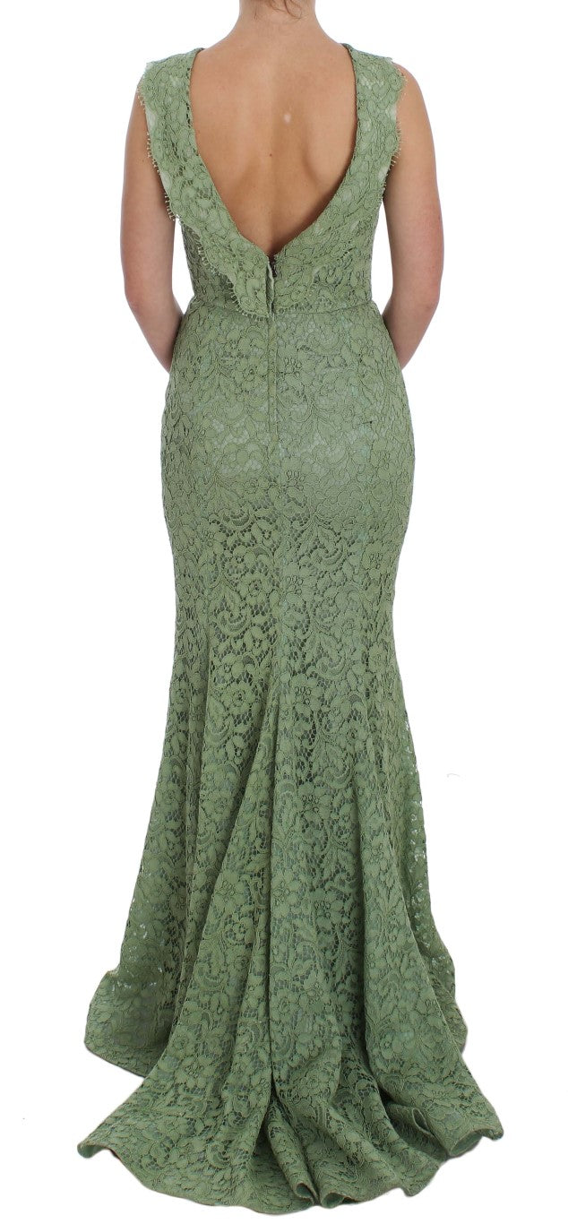 Elegant Green Floral Lace Maxi Dress - GlamHub Luxury and Icon Brand Clothing