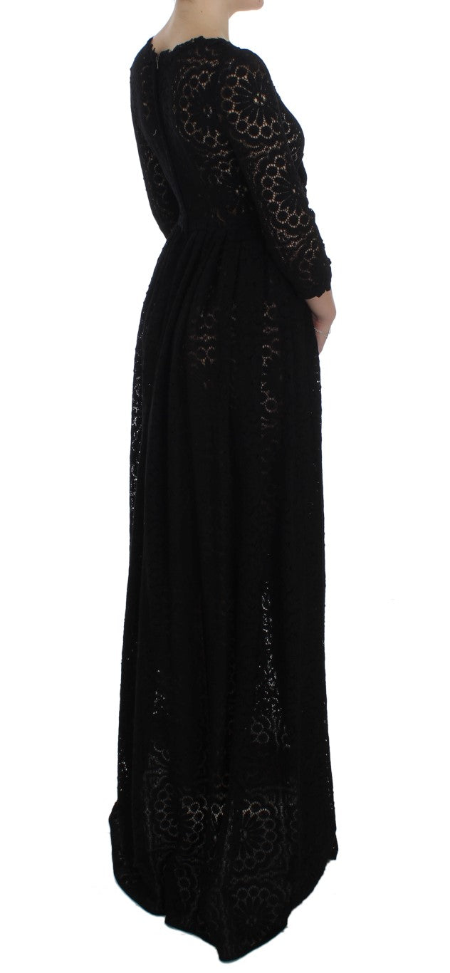 Elegant Floral Ricamo Maxi Dress - GlamHub Luxury and Icon Brand Clothing