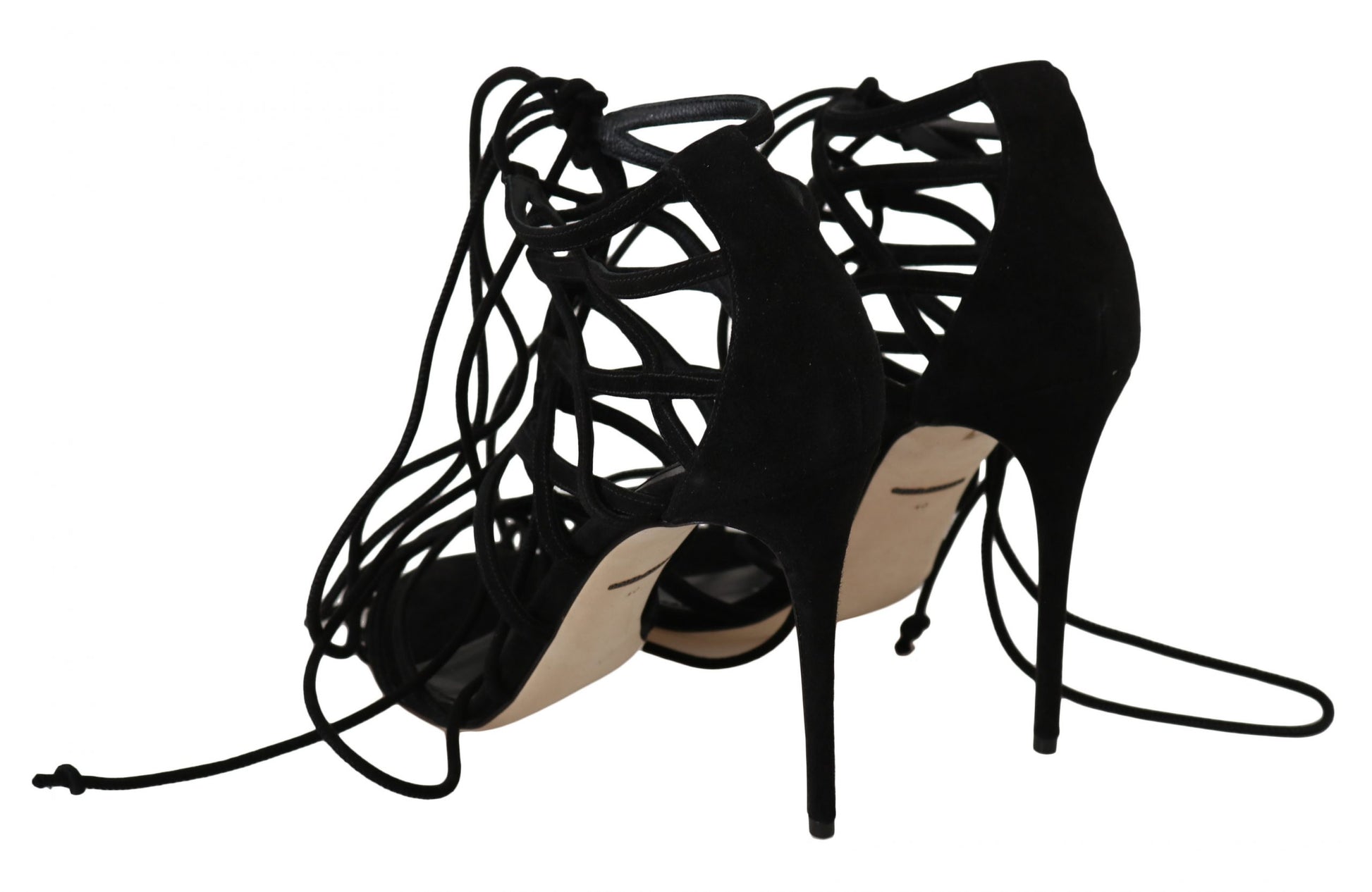 Elegant Black Suede Gladiator Stilettos - GlamHub Luxury and Icon Brand Clothing