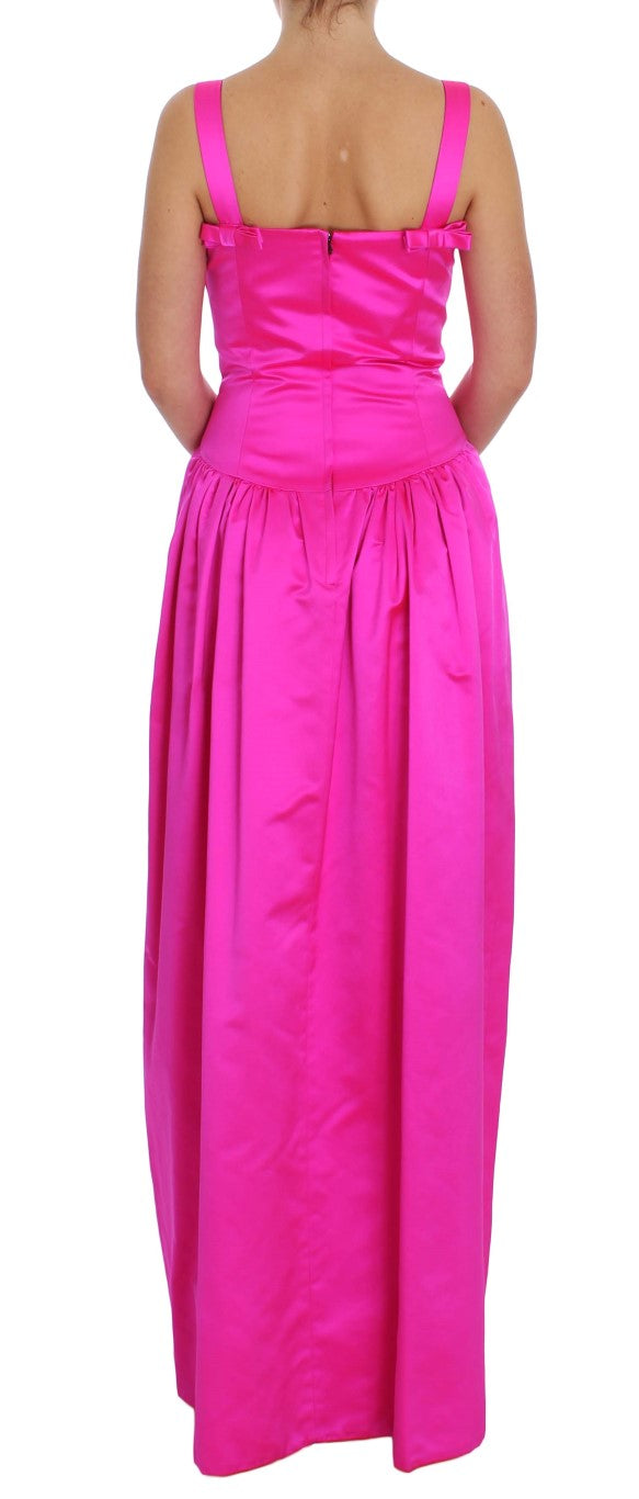 Elegant Silk Full Length Pink Sheath Dress - GlamHub Luxury and Icon Brand Clothing