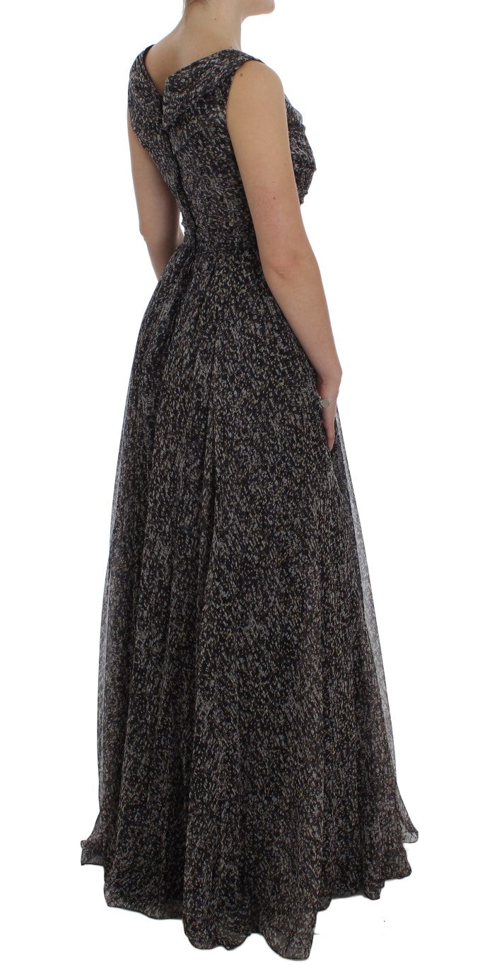 Glamorous Sequined Silk Full-Length Dress - GlamHub Luxury and Icon Brand Clothing