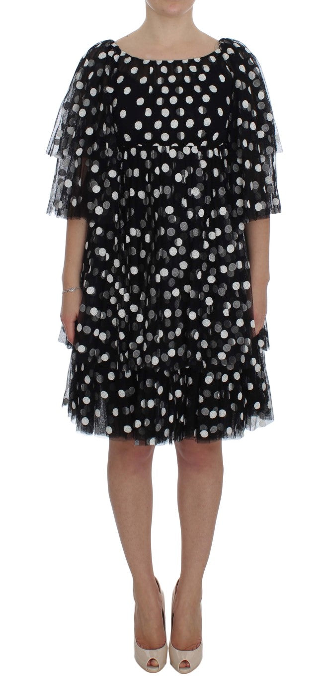 Elegant Polka Dotted Ruffled Dress - GlamHub Luxury and Icon Brand Clothing