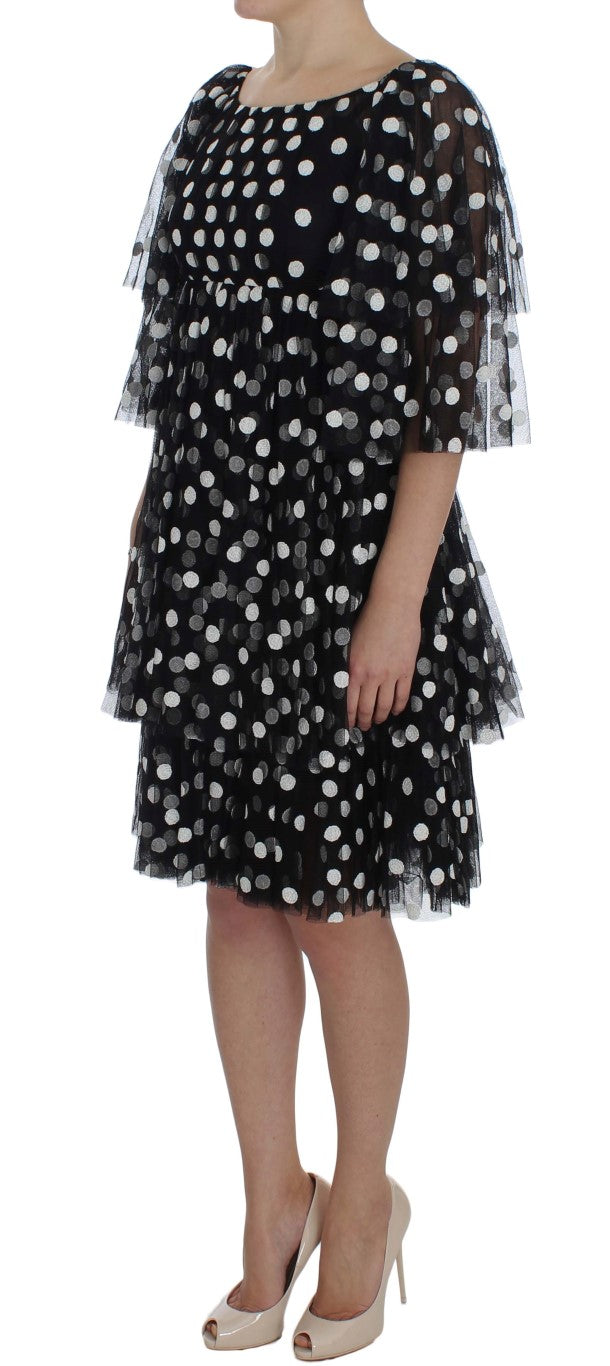 Elegant Polka Dotted Ruffled Dress - GlamHub Luxury and Icon Brand Clothing