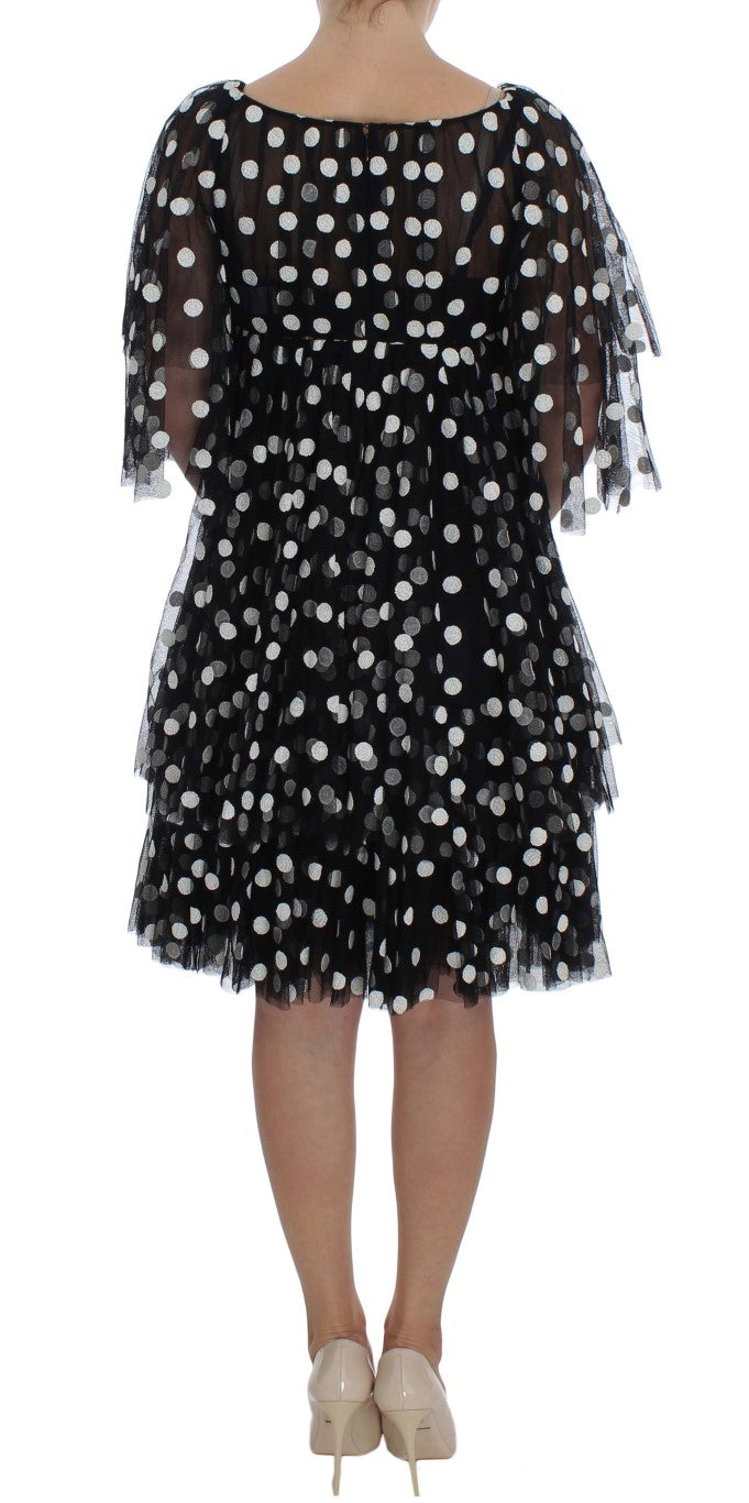 Elegant Polka Dotted Ruffled Dress - GlamHub Luxury and Icon Brand Clothing