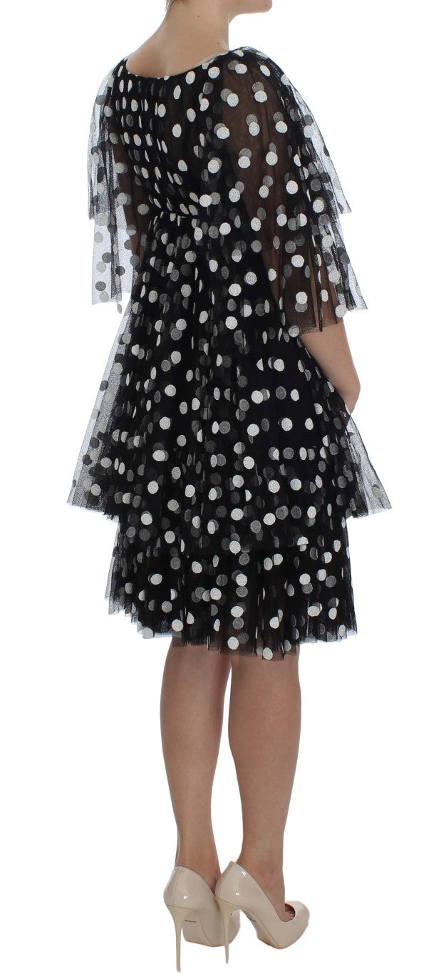 Elegant Polka Dotted Ruffled Dress - GlamHub Luxury and Icon Brand Clothing