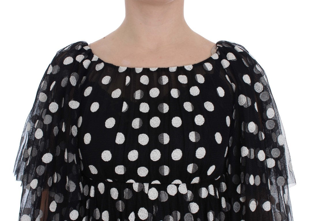 Elegant Polka Dotted Ruffled Dress - GlamHub Luxury and Icon Brand Clothing