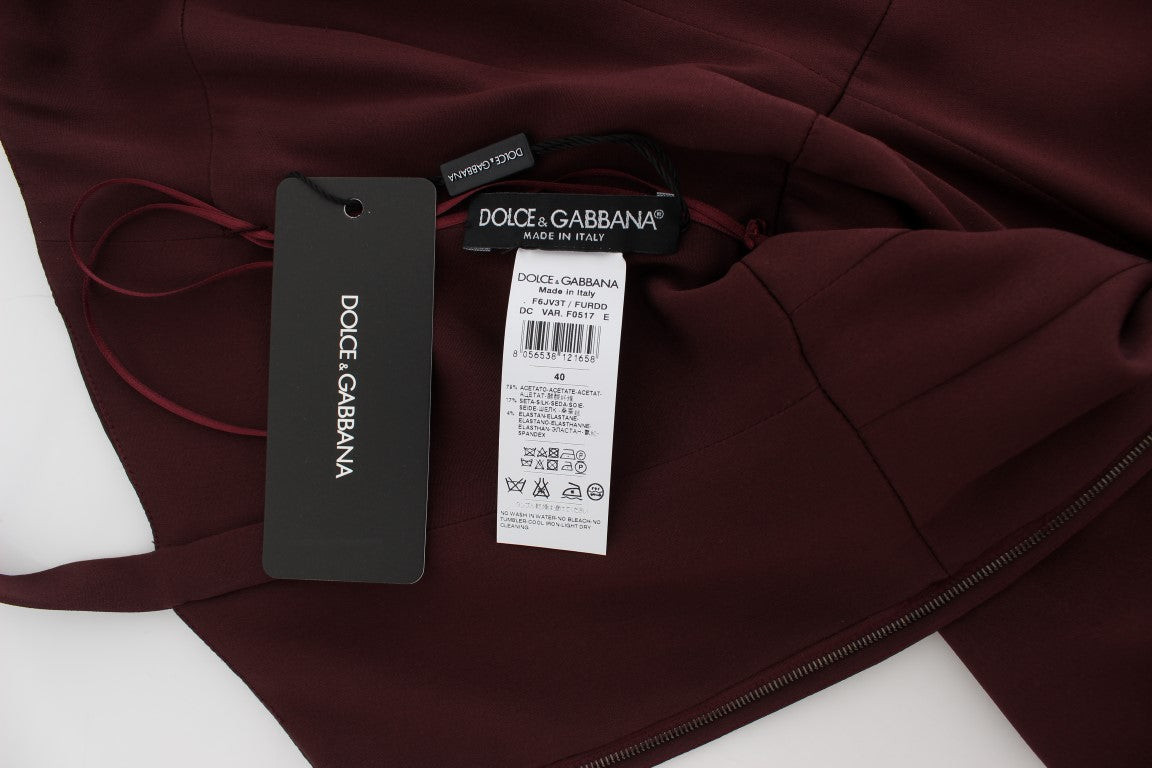 Elegant Bordeaux Sheath Dress - GlamHub Luxury and Icon Brand Clothing