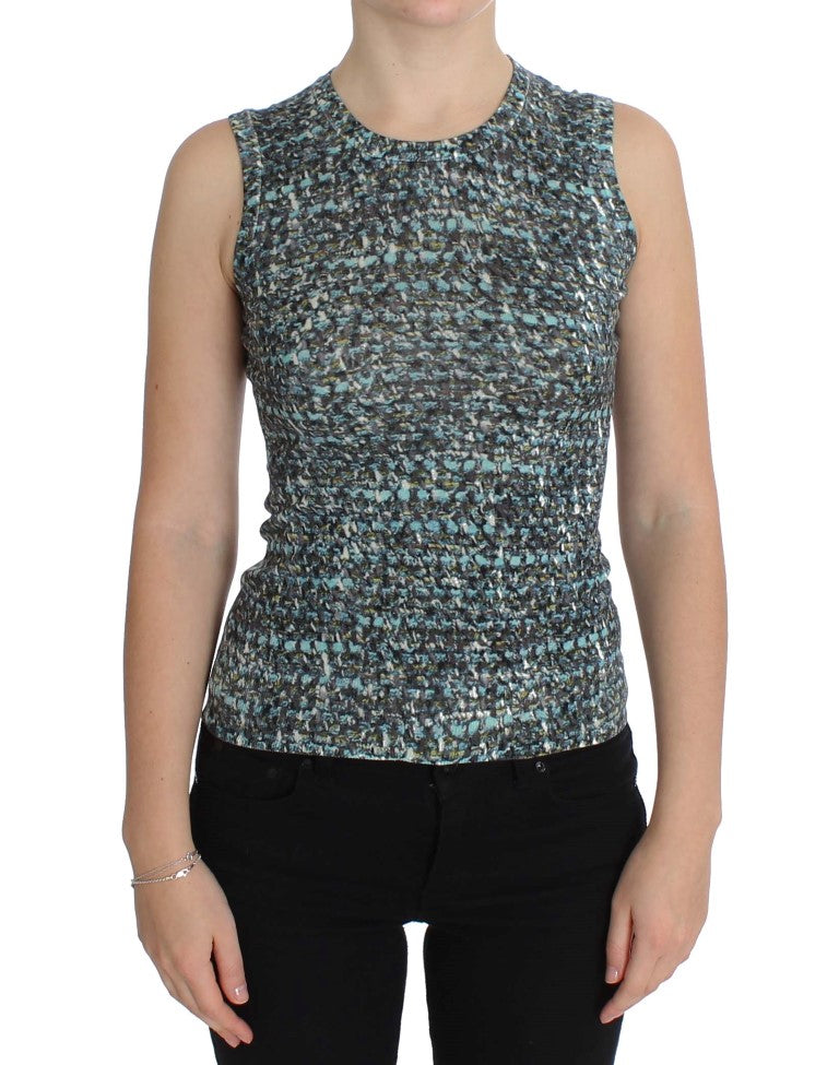 Elegant Blue Wool Vest Pullover Top - GlamHub Luxury and Icon Brand Clothing