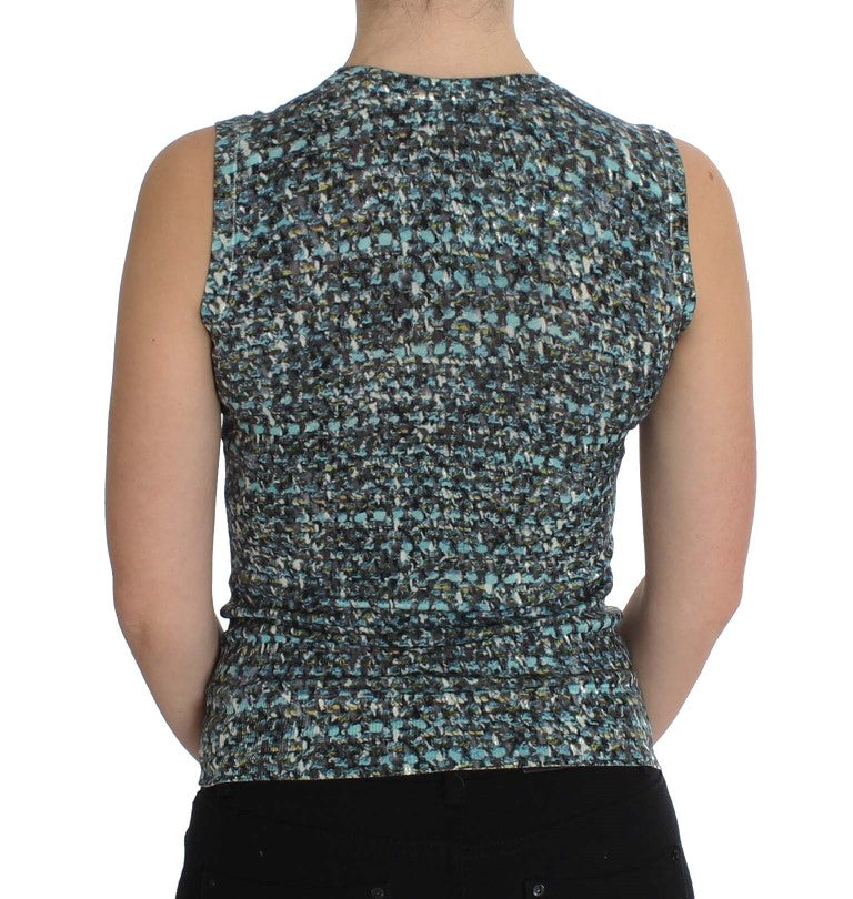 Elegant Blue Wool Vest Pullover Top - GlamHub Luxury and Icon Brand Clothing