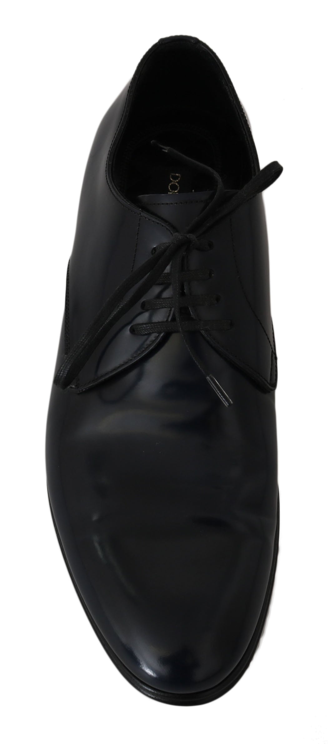 Elegant Dark Blue Leather Derby Dress Shoes - GlamHub Luxury and Icon Brand Clothing