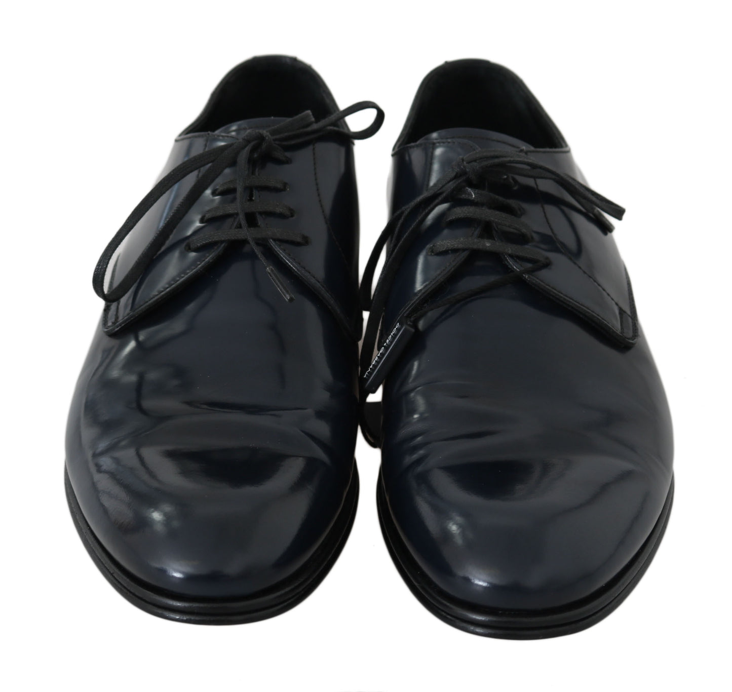 Elegant Dark Blue Leather Derby Dress Shoes - GlamHub Luxury and Icon Brand Clothing