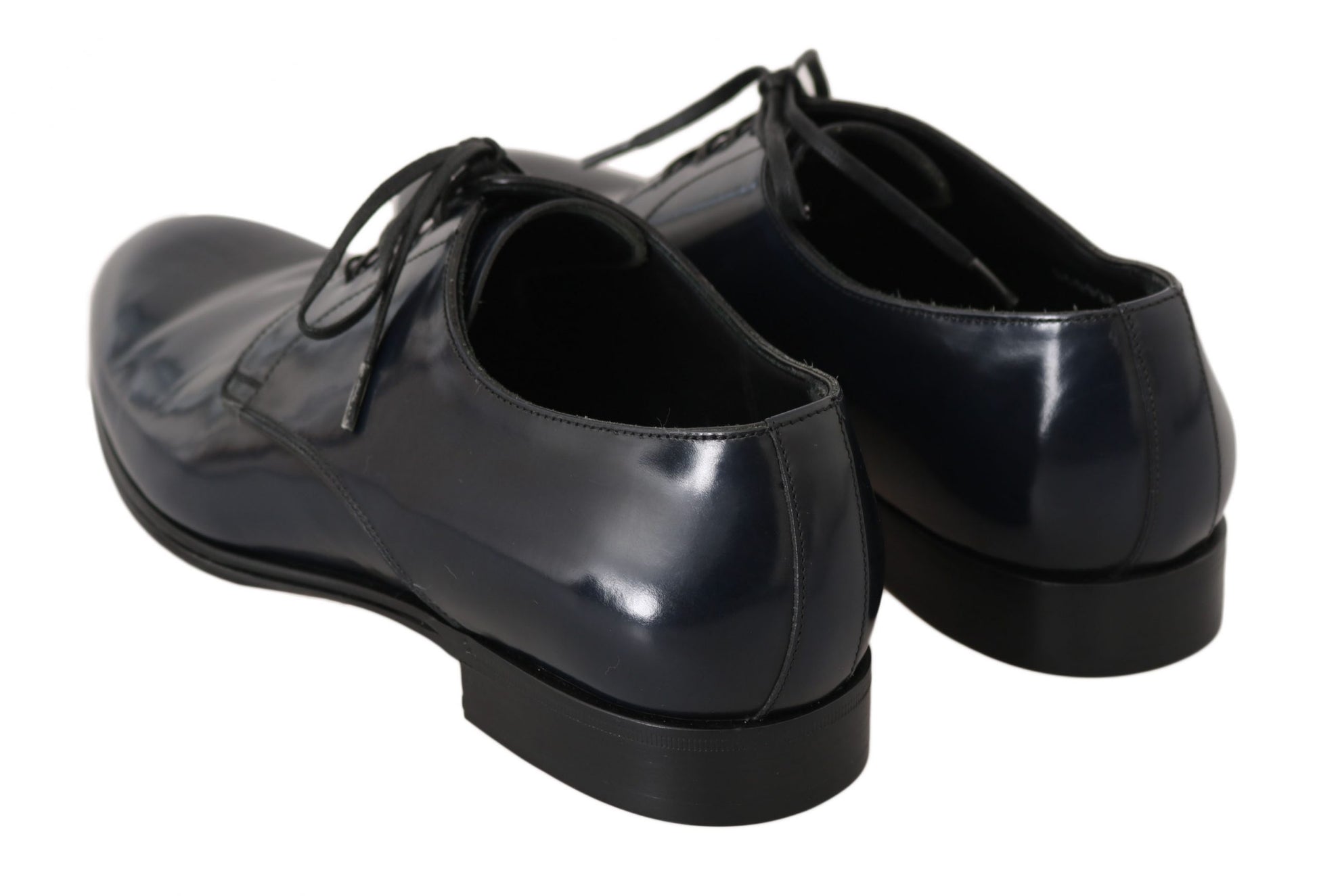 Elegant Dark Blue Leather Derby Dress Shoes - GlamHub Luxury and Icon Brand Clothing