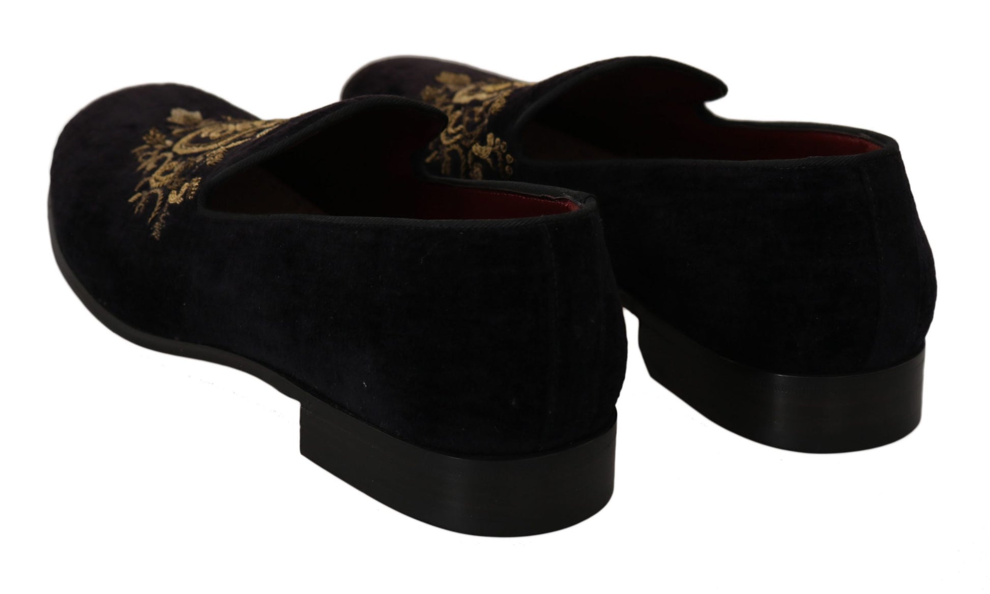 Elegant Black Loafers with Gold Crown Embroidery - GlamHub Luxury and Icon Brand Clothing