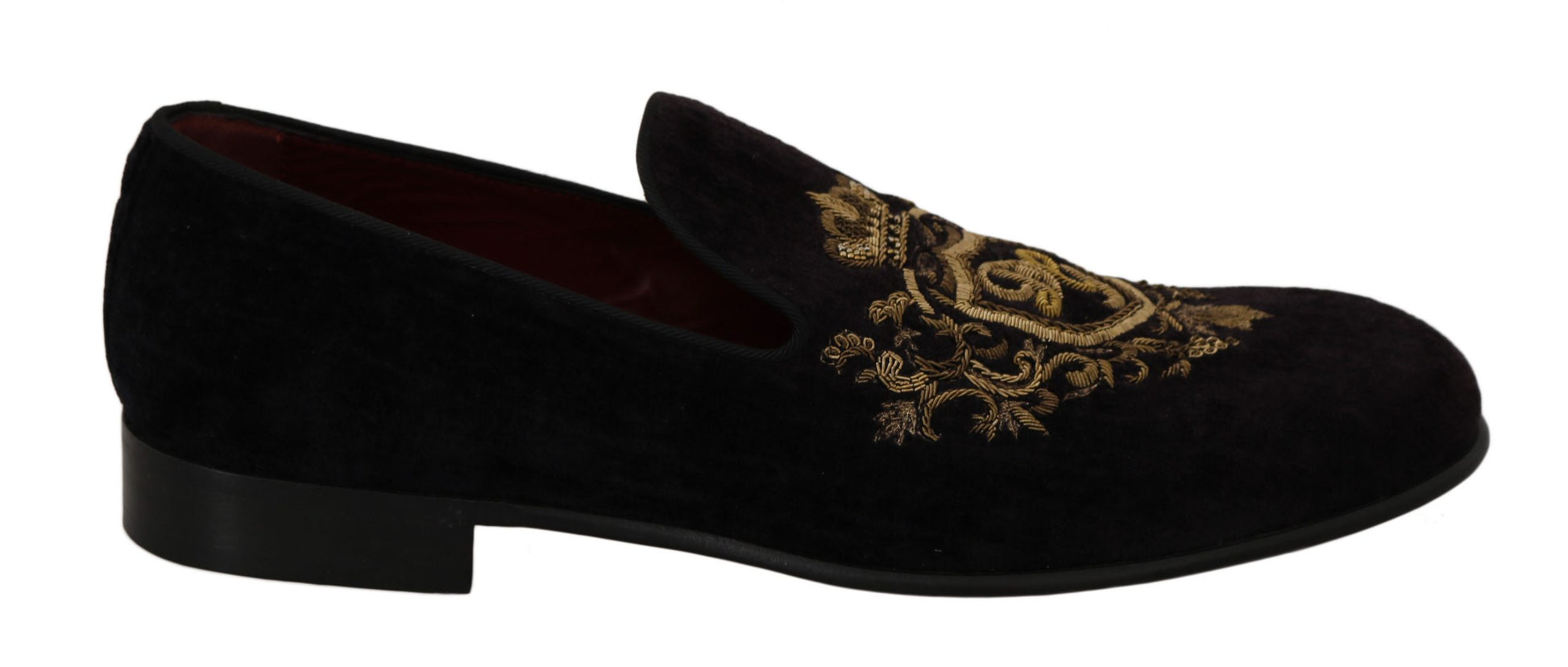 Elegant Black Loafers with Gold Crown Embroidery - GlamHub Luxury and Icon Brand Clothing