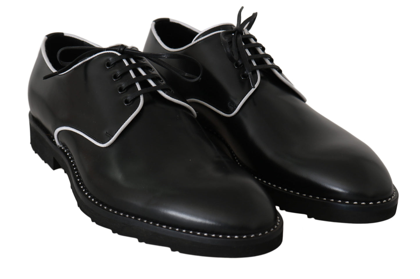 Elegant Black Leather Derby Dress Shoes - GlamHub Luxury and Icon Brand Clothing