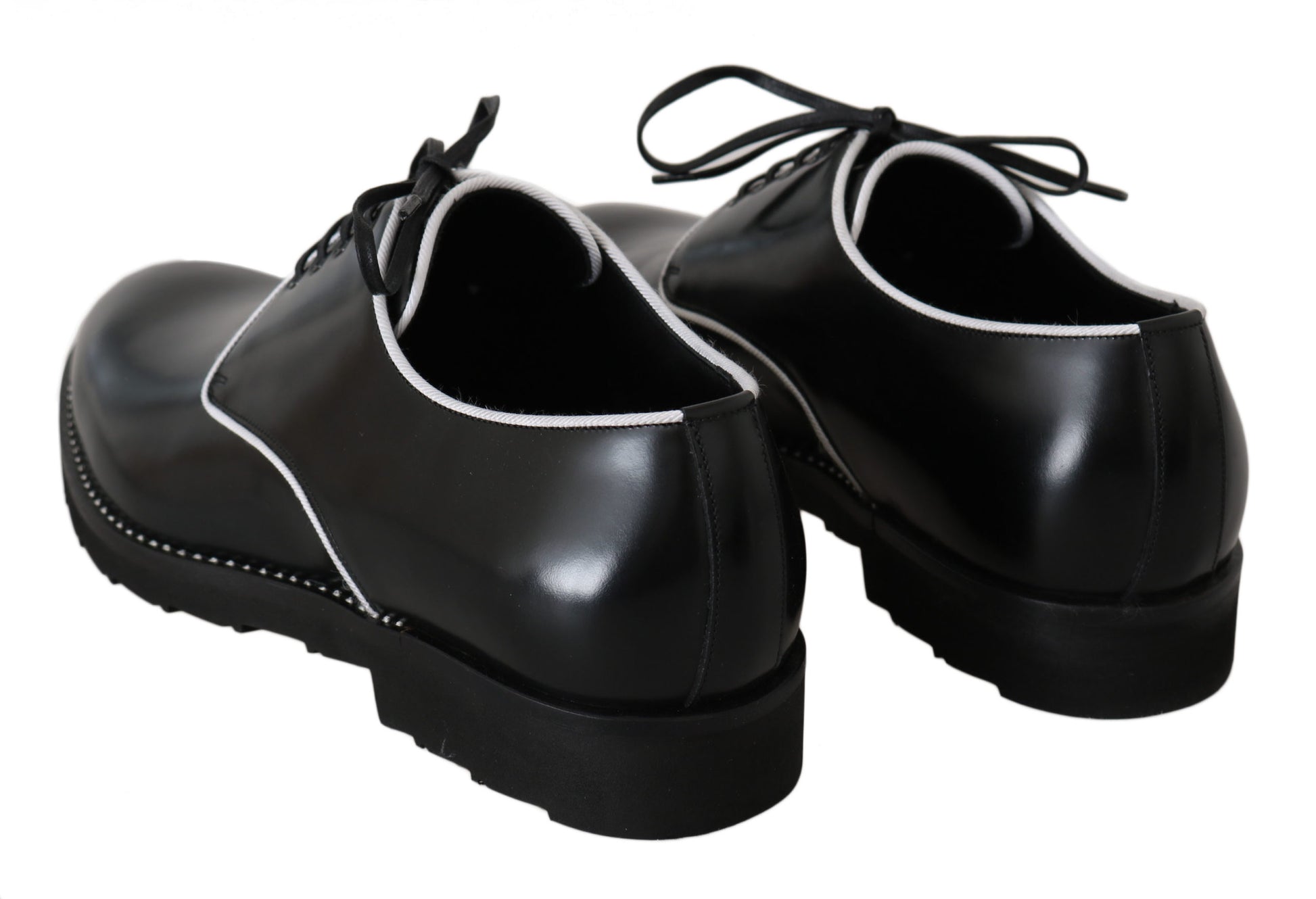 Elegant Black Leather Derby Dress Shoes - GlamHub Luxury and Icon Brand Clothing