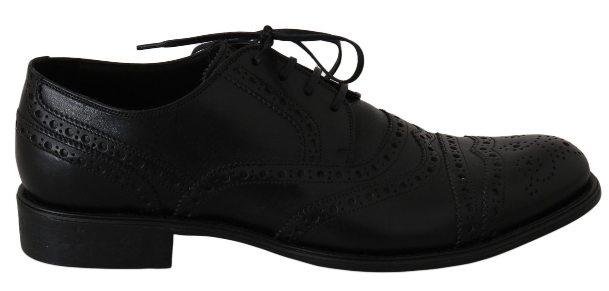 Elegant Black Leather Derby Wingtip Dress Shoes - GlamHub Luxury and Icon Brand Clothing