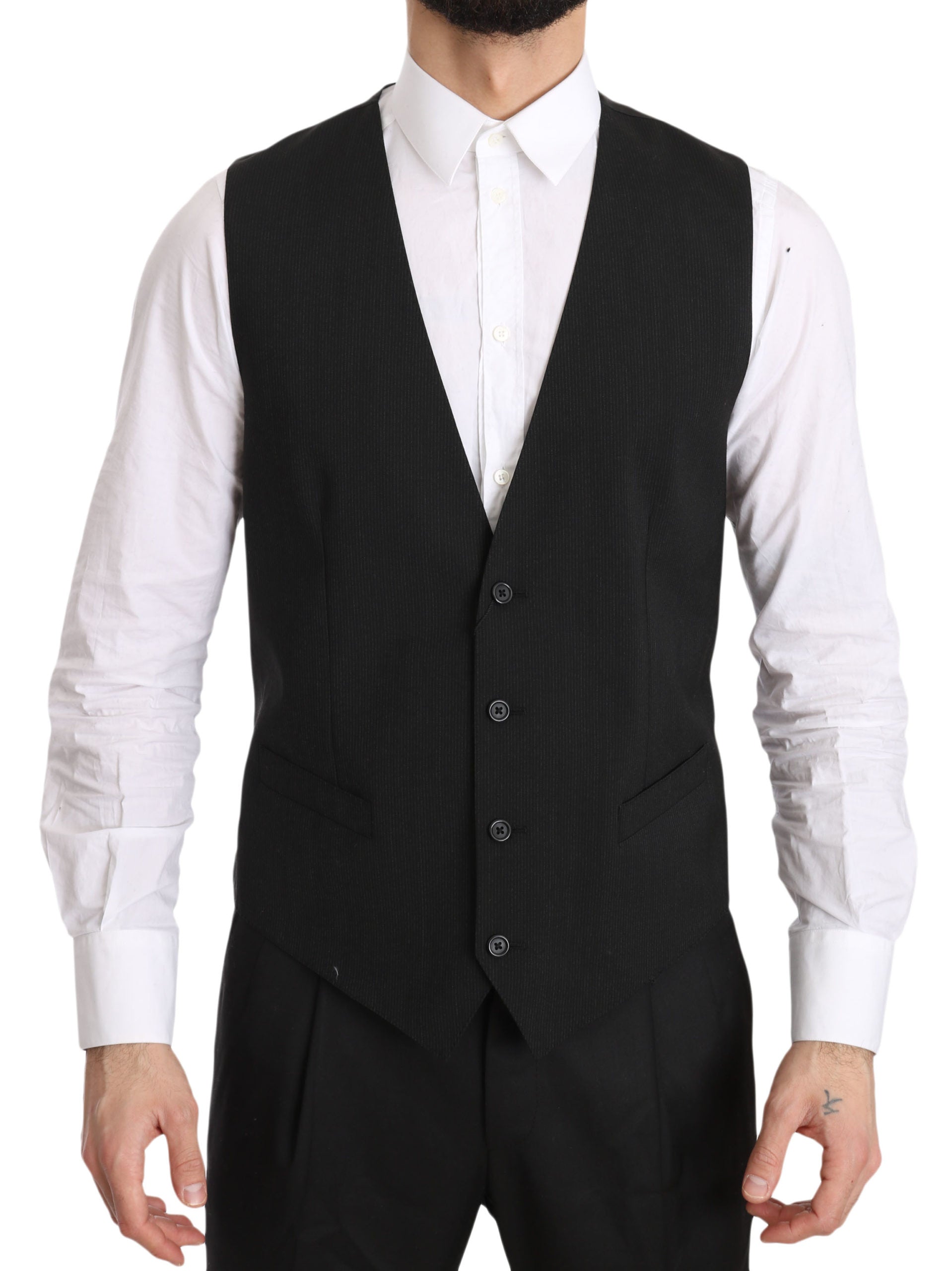 Elegant Gray Formal Vest - Regular Fit - GlamHub Luxury and Icon Brand Clothing