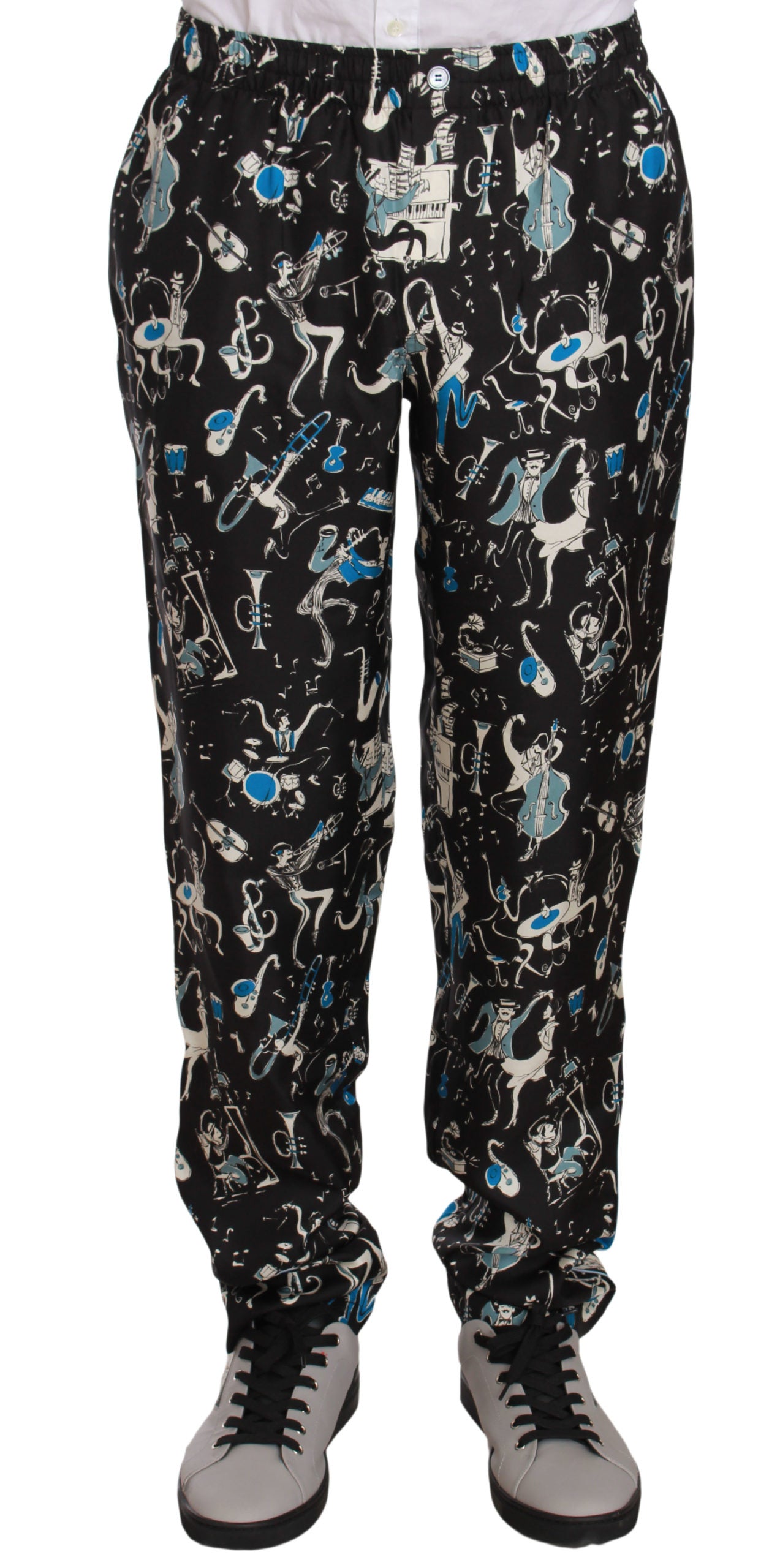 Elegant Silk Lounge Pants with Unique Print - GlamHub Luxury and Icon Brand Clothing